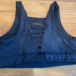 925 peloton sports bra- black/blue medium